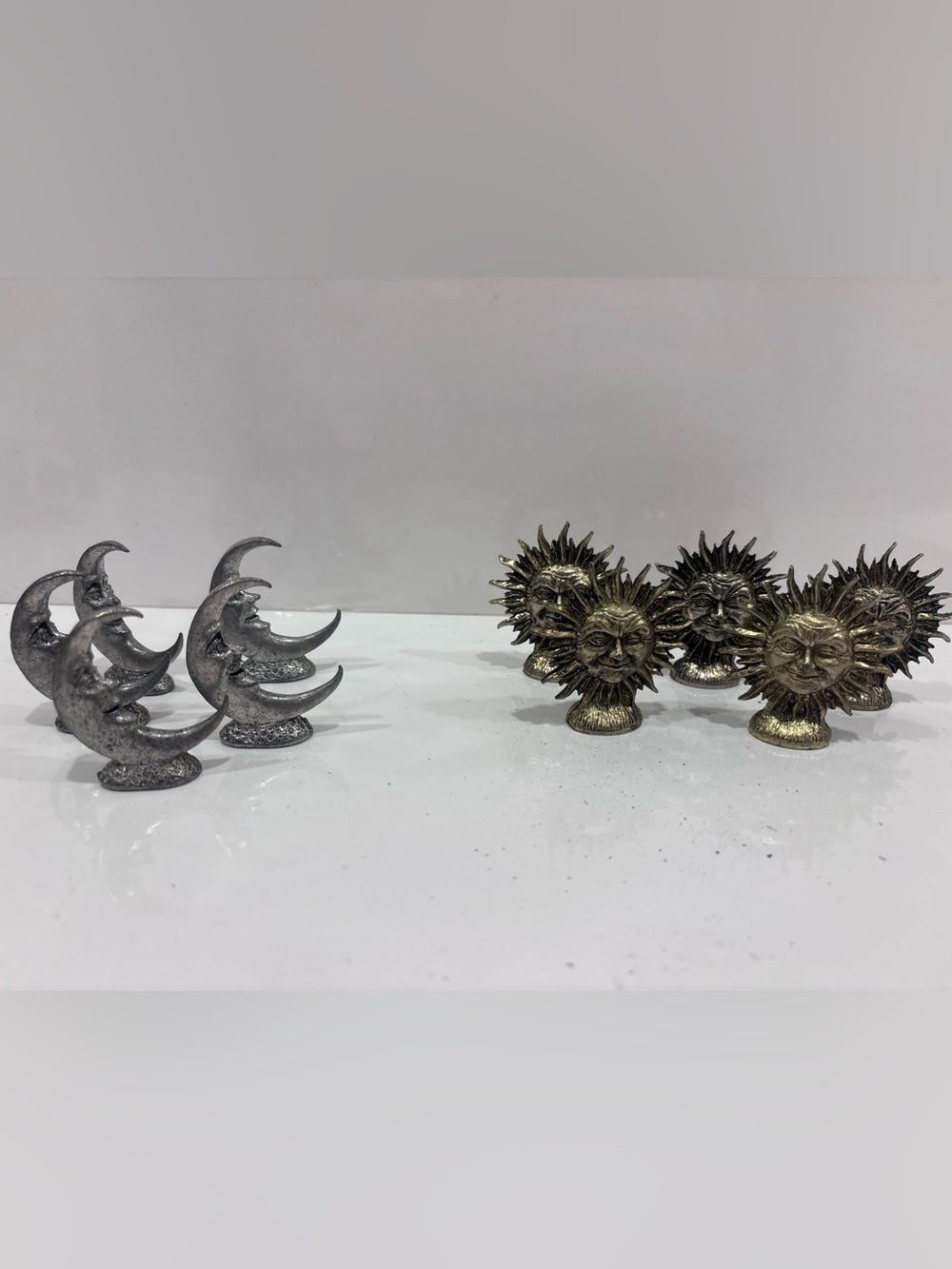 Vintage celestial sun &moon face mini figures set of 10 antique finish gothic